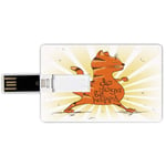 8G USB Flash Drives Credit Card Shape Yoga Memory Stick Bank Card Style Funny Cat Doing Warrior Position Motivational Quote Healthy Life Humor Decorative,Orange Brown Light Yellow Waterproof Pen Thum