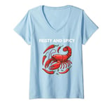 Womens Funny Crawfish Feisty And Spicy, Crawfish Season. V-Neck T-Shirt