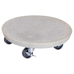 WAGNER Support à roulettes pour Pot de Fleur Stone Ø 28 x 7,5 cm I intérieur + extérieur I Roule Pot en béton, Optique du terrazzo Clair I 2 Freins I Capacité de Charge 100 kg - 20090001
