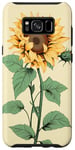 Galaxy S8+ Aesthetic Sunflower Line Art Minimalistic Sage Green Case