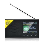 Bärbar digitalradio, 24-tums LCD-skärm, Bluetooth-kompatibel 50, Svart