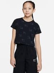 Nike Older Girls Nike Air Print Boxy T-Shirt - Black, Black, Size Xs=7-8 Years