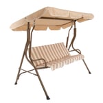 2 Seater Garden Swing Seat / Hammock - Beige-Stripe