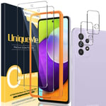 UniqueMe Screen Protector Compatible with Samsung A52 6.5“ & Camera Lens Protector, 9H Tempered Glass Alignment Frame [2+2 Pack]