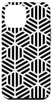 iPhone 15 Pro Max White Black Geometric Striped Hexagon Honeycomb Pattern Case