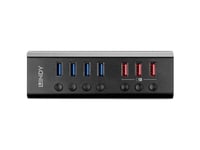 Lindy 43371, Usb 3.2 Gen 1 (3.1 Gen 1) Type-B, Usb 3.2 Gen 1 (3.1 Gen 1) Type-A, 5000 Mbit/S, Svart, Akrylnitrilbutadienstyren (Abs), Gjuten Aluminium, Quick Charge 3.0