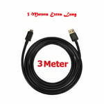 Black XBOX Controller Cable Charger Lead 3m Long A Male to MICRO B USB 2.0
