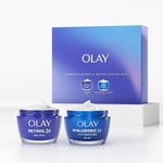 Olay Skincare Gift Set Hyaluronic Acid Face Moisturiser + Retinol 24 Night Cream