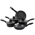 Russell Hobbs RH02814EU7 Metallic Marble Cooking Pan Set - Non-Stick 5 Piece Kitchen Cookware, 20/24cm Frying Pans, 16/18/20cm Saucepans, Tempered Glass Lids with Steam Vents, Induction Hob Suitable
