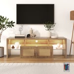 LBF - Meuble tv 190 cm - avec 2 portes et 2 tiroirs, meuble tv moderne dans les tons noir et bois - Nature
