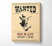 Wanted Dead Or Alive Canvas Print Wall Art - Double XL 40 x 56 Inches