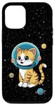 Coque pour iPhone 12/12 Pro Chaton drôle de chat dans l'espace mignon rétro art vintage