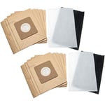 VHBW Lot de sacs (papier) + filtre avec 12 pièces compatible Moulinex MO151101/4Q0, Accessimo, Compacteo, Mini Space aspirateur - Vhbw