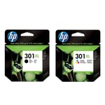 Original HP 301XL High Capacity Black & Colour Ink Cartridges (CH564EE) (CH563EE