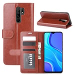 Hülle® Wallet Flip Case Compatible for Xiaomi Redmi 9 (Brown)