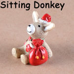 1 Pc Christmas Doll Figurines Miniature Animal Resin Statue Sitting Donkey