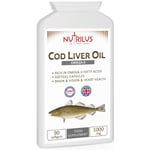 Cod Liver Oil 90 Softgel Capsules 1000mg - Omega 3 - UK - Brain - Vision - Heart
