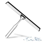 Grattoir de Douche en Acier Inoxydable de 25 cm de Large, raclette en Verre avec lèvre en Caoutchouc pour Le Nettoyage de la Salle de Bain, de la Cuisine, des fenêtres et des vitres de Voiture