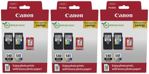 3x Canon PG540 Black & CL541 Colour Ink Cartridges For PIXMA MX525 Printer