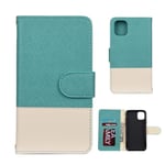 Scratch Resistant Genuine Leather Case Splicing Color Horizontal Flip Leather Case With Photo Frame and Card SlotsReceipt Signal Well, for IPhone 11 (Color : Green)