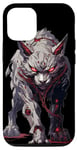 Coque pour iPhone 13 Pro The Feral Sentinel : Cyberpunk Wolf se faufile vers sa proie