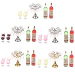 1set Dollhouse Mini Bar Counter Wine Bottle Champagne Glass Hold A4
