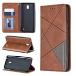 Phone Case Rhombus Texture Horizontal Flip Magnetic Leather Case with Holder & Card Slots & Wallet For Nokia 1 Plus(Grey) Phone Cove protective film (Color : Brown)