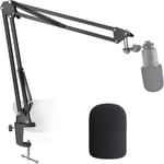 AT2020 Mic Stand with Pop Filter - Microphone Boom Arm Stand with Foam Windscree