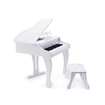 Hape Deluxe White Grand Piano | Thirty-Key Piano Toy with Stool, Electronic Keyboard Musical Toy Set for Kids 3 Years+