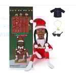 Snoop On A Stoop Jultomte Docka Svart Tomte Docka 118 Tum Handgjord Hip Hop Docka Plysch Leksaker Presenter För Hem Trädgård Halloween[HK] Dog with gift box