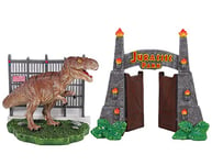 Penn-Plax Jurassic Park Lot de 2 décorations pour Aquarium sous Licence Officielle – Comprend des décorations T-Rex et Portail de Parc – Petite Taille