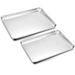 Baking Tray Set of 2, HaWare Stainless Steel Baking Sheet Cookies Bakeware Pan - Healthy & Non Toxic, Easy Clean & Mirror Finished for Less Stick, Oven & Dishwasher Safe（40 x 30cm & 31x 25.4cm）