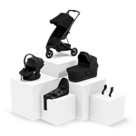 Thule Spring travel system bundle stroller in Black on + Alfi ISOFIX car seat base Maple infant adapter (Maxi-Cosi®)