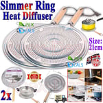 2 x Simmer Ring Pan Silver Heat Diffuser Electric Gas Stove Hob Cooker Kitchen..