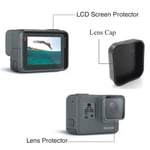 For GoPro HERO 5 6 7 Lcd Screen + Lens Protector Film Foil + Silicon Lens Cap