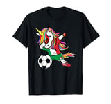 Funny Dabbing Unicorn Italy Football - Italian Flag Soccer T-Shirt