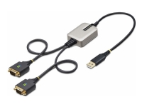StarTech.com 2ft (60cm) 2-Port USB to Serial Adapter Cable, Interchangeable DB9 Screws/Nuts, COM Retention, USB-A to DB9 RS232, FTDI, Level-4 ESD Protection, Windows/macOS/ChromeOS/Linux - Rugged TPE Construction (2P1FFC-USB-SERIAL) - USB / seriell kabel - USB (hane) till DB-9 (hane) - 60 cm - svart