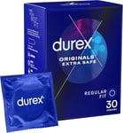 Durex Originals Extra Safe, Regular Fit, 30 Condoms, Extra Lubricated, Natural 