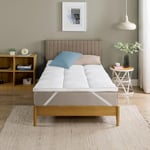 Zinus Protège-Matelas en Bambou 80 x 190 cm – Protège-Matelas matelassé Pillowtop de 5 cm – Lavable en Machine – Hypoallergénique