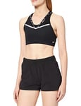 Nike Femme W Nk Df Swsh Strpy Logo Sports bra, Black/White, L EU