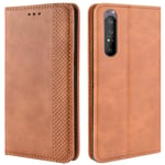 HualuBro Sony Xperia 5 II Case, Retro PU Leather Full Body Shockproof Wallet Flip Case Cover with Card Slot Holder and Magnetic Closure for Sony Xperia 5 II 2020 Phone Case (Brown)