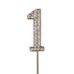 Cake Star Diamante Gold Cake Number, Sparkling Numbers 0-9 on Strong Metal Wire, Baking Decorations for Celebrating a Birthday or Anniversary, Better than Candles, Give Cakes a Personal Touch - Gold 1
