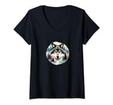 Womens Wild Wolf Moon Howling Nature Lover Animal Spirit Print V-Neck T-Shirt