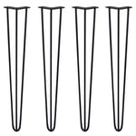 4x Premium Hairpin Table Legs + FREE Screws AND Protector Feet 28" 3 Prong Black