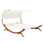 Double Bed Hammock Sun Lounger Outdoor Wood Garden