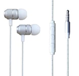 AMPLE Earphones, For Blackview A60 A80 BV5900 BV9900E BV9900Pro BV6300Pro BV9600 PRO Wired Bass Stereo In-ear Headphone Earphone Headset Earbuds with Remote and Mic with 3.5mm Jack (SILVER)