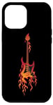 Coque pour iPhone 15 Pro Max Design de guitare Burning Fire pour les fans de musique et les guitaristes