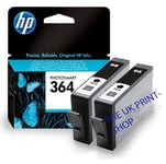 2X Original Genuine HP 364 Black Ink Cartridges for Photosmart 5510 4620 CB316EE