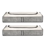 2-Pack Grey Linen Underbed Storage Bags