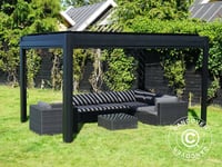 Bioklimatisk pergola Paviljong Trädgårdspaviljong San Pablo, 3x4m, Svart